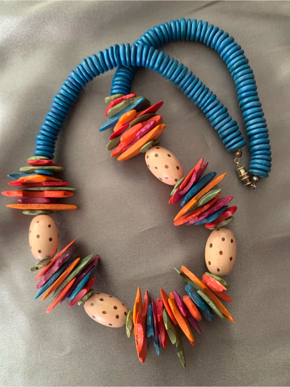 Hand Crafted Boho Wood Bead Necklace